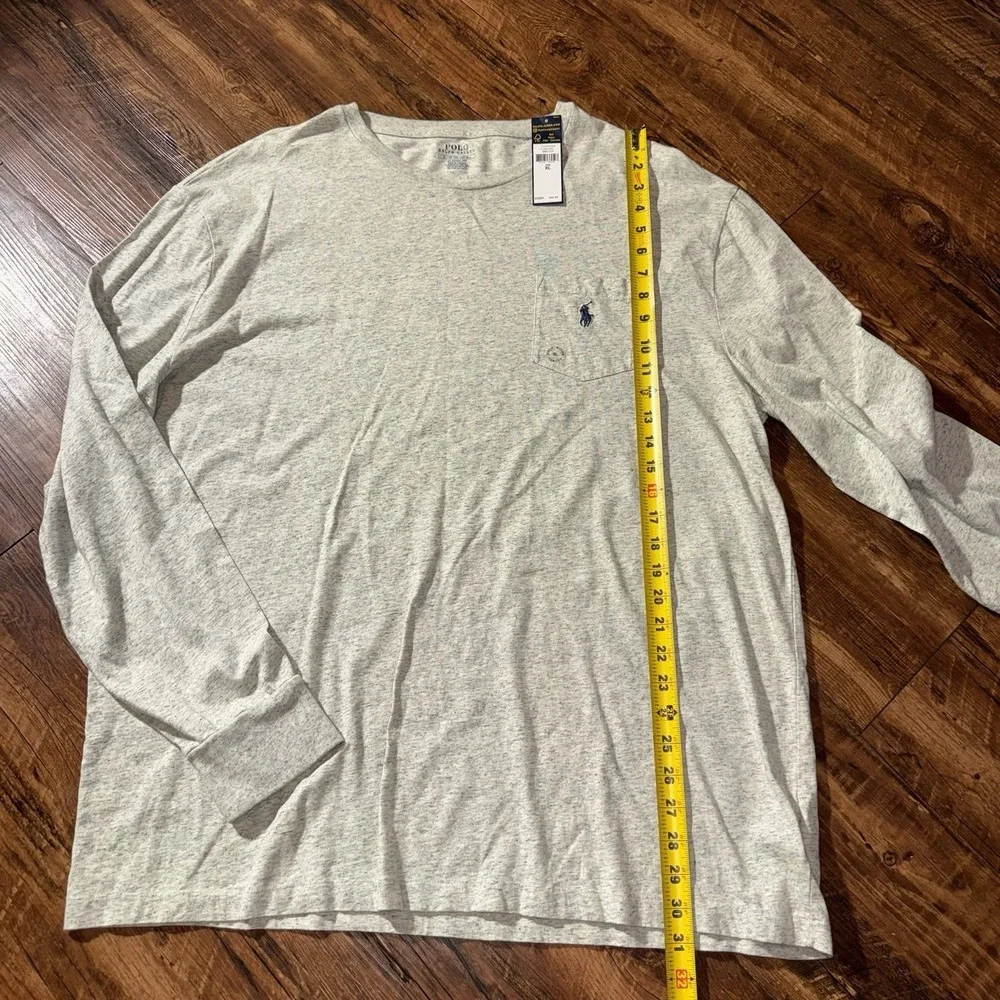 Polo Ralph Lauren‎ Light Grey Classic Long Sleeve Pocket Tee Men's XL NEW $45